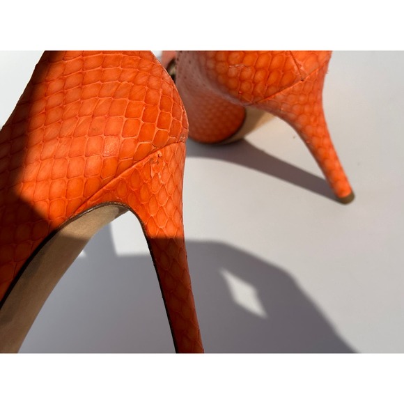 J. Crew Collection Orange Matte Python Heels Pumps Size 7 $378 Italy 90715 New - Picture 13 of 16